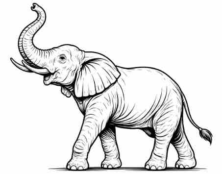 Elephant with raised trunk